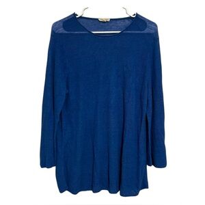 Eileen Fisher XL Blue Lightweight Organic Linen Blend Sweater Long Sleeve Top